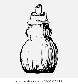 A sugar bowl drawn by hand with a pencil. A sugar-basin painted with a black pen on a white background. Vector eps illustration.