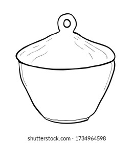 Sugar bowl hand drawn vector illustration isolated on white background 