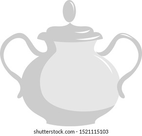 Sugar bowl, illustration, vector on white background.