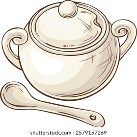  sugar bowl isolated colored illustration