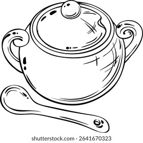  sugar bowl isolated outline illustration