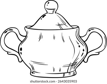  ilustração de contorno isolado de tigela de açúcar