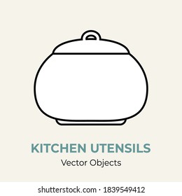 Sugar bowl pot container simple form vector illustration. Vector line illustration isolated logo icon cafe menu banner flayer. Logo coffee shop. Silhouette sugar bowl pot container isolated background