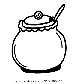 Sugar bowl vector illustration, hand drawing doodle