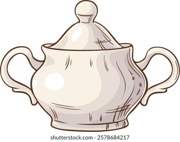  Sugar Bowl Vector Isolated Colored Detailed Illustration for Design and Decoration for Cafeteria, Posters, Banners, Cards. 