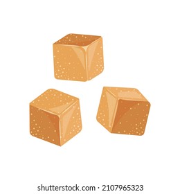Sugar brown cube, cartoon illustration. Vector illustration.