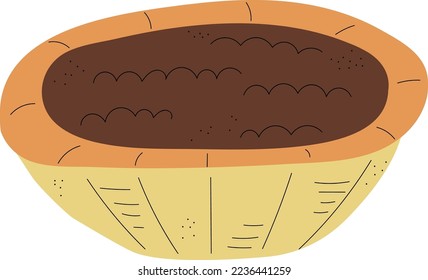 Sugar butter tart. Butter pie with maple syrup. Typical canadian dessert. Vector icon illustration