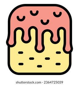 Sugar cake icon outline vector. Panettone bread. Food baked color flat