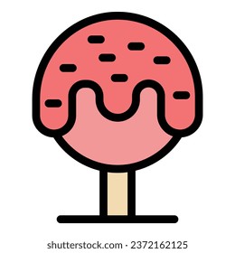 Sugar cake pop icon outline vector. Candy art. Heart star color flat