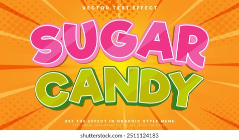 Sugar Candy 3d editable text effect Template suitable for Sweet food product