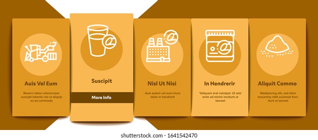 Sugar Cane Agriculture Onboarding Mobile App Page Screen Vector. Sugar Cubes And Package, Agricultural Harvest, Plant Building And Sweet Water Cup Linear Pictograms. Color Contour Illustrations
