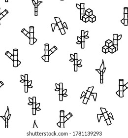 Sugar Cane Agriculture Vector Seamless Pattern Thin Line Illustration