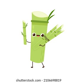 Sugar cane character design. Sugar cane on white background.