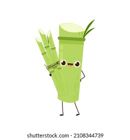 Sugar cane character design. Sugar cane on white background.