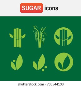 Sugar cane icon. Sugar cane flat icons set illustration vector
