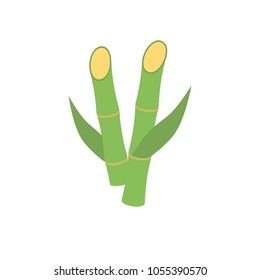 Sugar Cane Icon. Isolated On Green Background. Trendy Flat Style.