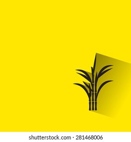 Sugar Cane Icon With Long Shadow On Yellow Background.