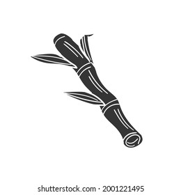 Sugar Cane Icon Silhouette Illustration. Ingredient Vector Graphic Pictogram Symbol Clip Art. Doodle Sketch Black Sign.