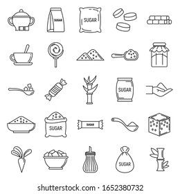 Sugar cane icons set. Outline set of sugar cane vector icons for web design isolated on white background