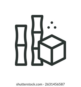 Sugar cane line icon, sugarcane vector symbol with editable stroke