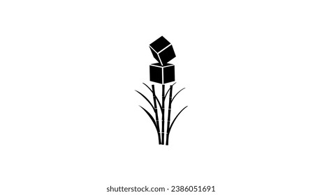 sugar cane logo, black isolated silhouette