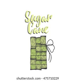 Sugar Cane.Vector illustration for label, poster, web, packing. Isolated on white background