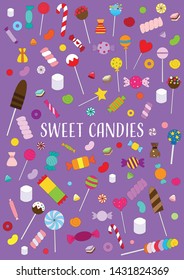 Sugar, chocolate and candy background for celebrate your party