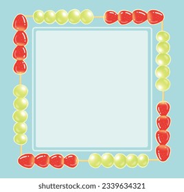 Sugar coated fruit candy frame, strawberry and green grape tanghulu frame