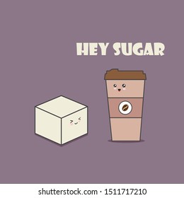 Sugar and coffee mug showing couple or best friend concept