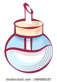 Sugar in container vector, isolated icon of glass with sweet ingredient to add to beverages or food. Sweetener in jar with metal pipe flat style object
