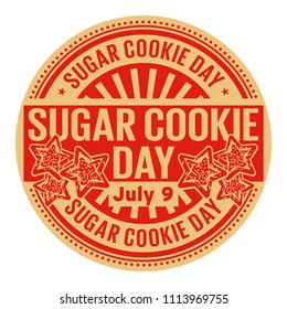 Sugar Cookie Day,  July 9, rubber stamp, vector Illustration