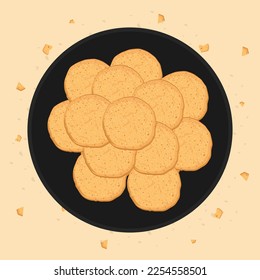 Sugar cookie. Fresh delicious pastry crunchy homemade. Vector Illustration