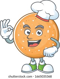Sugar cookies cartoon character in a chef dress and white hat