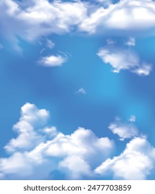 Sugar cotton clouds dark blue sky.vector with mesh effect.