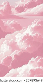 Sugar cotton pink clouds vector design background. Glamour fairytale backdrop. Plane sky view with stars and sunset. Watercolor style texture. Delicate card. Elegant decoration. Fantasy pastel color