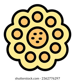 Sugar cracker icon outline vector. Food biscuit. Snack cake color flat
