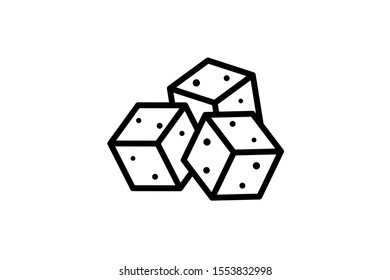 Sugar crystal three outline cubes icon isolated on white background. Vector calories or diabetes symbol eps illustration