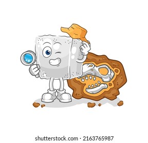 the sugar cube archaeologists with fossils mascot. cartoon vector