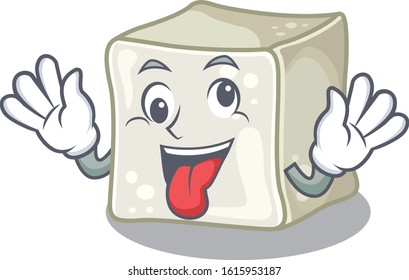 Sugar cube Cartoon character style with a crazy face