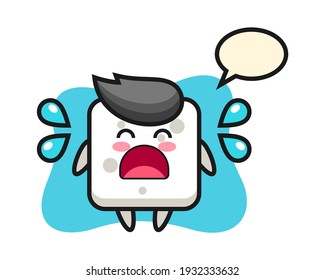 Sugar cube cartoon illustration with crying gesture