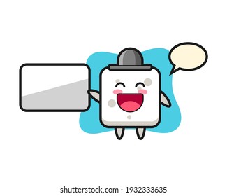 Sugar cube cartoon illustration doing a presentation