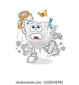 the sugar cube catch butterfly illustration. character vector