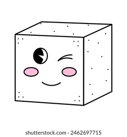 Sugar cube character in 70s cartoon style. Vector illustration isolated on white background