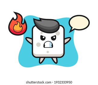 Sugar cube character cartoon with angry gesture