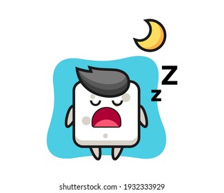 Sugar cube character illustration sleeping at night