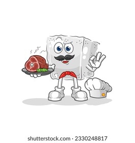 the sugar cube chef with meat mascot. cartoon vector
