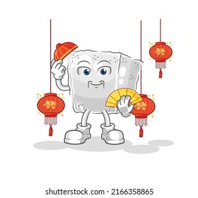 the sugar cube Chinese with lanterns illustration. character vector