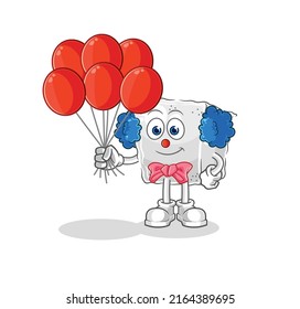 the sugar cube clown with balloons vector. cartoon character