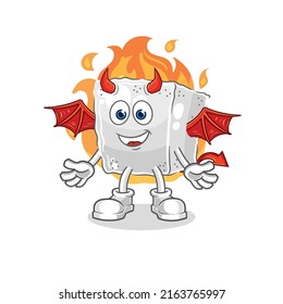 el demonio del cubo de azúcar con carácter de alas. vector de mascota de dibujos animados