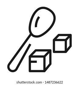Sugar cube flat vector line icon